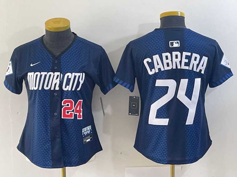 Womens Detroit Tigers #24 Miguel Cabrera Navy 2024 City Connect Cool Base Limited Stitched Jerseys->mlb womens jerseys->MLB Jersey